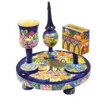 Yair Emanuel Wooden Havdallah Set Oriental Jerusalem Design