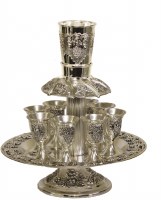 Silver Plated 8 Cup Wine Fountain Grape Design