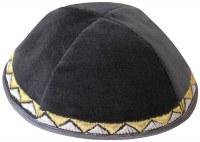Yarmulka Triangle Design Grey Velvet