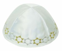 Yarmulka Stars Of David White Satin