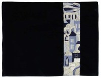 Tallis Bag Moryah Navy Velvet Silver Embroidery Side Jerusalem Pattern