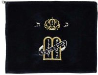 Tefillin Bag Navy Velvet Embroidered with Silver and Gold Crown and Luchos Design