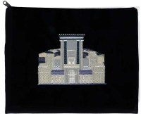 Tefillin Bag Navy Velvet Heichal Design Silver Embroidery
