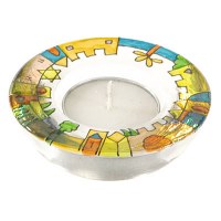 Yair Emanuel Colorful Jerusalem Glass Candle Holder
