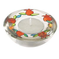Yair Emanuel Red Pomegranates Glass Candle Holder