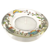 Yair Emanuel Blooming Flowers and Birds Glass Candle