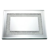 Mirror Tray Bordered with Crushed Glass Pieces 12.5" x 6.5"