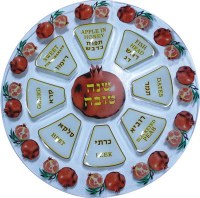 Simanim Plate Glass Pomegranate Design