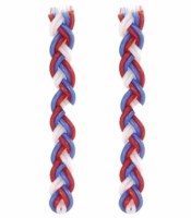 Flat Braided Havdalah Candle Red White Blue Tall 15" 2 Pack
