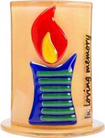 Handmade Glass Memorial Yizkor Yahrzeit Candle Holder