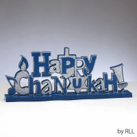 "Happy Chanukah" Wood Table Decoration with Glitter Accents