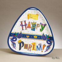 "Happy Purim" Triangular Melamine Tray
