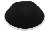 iKippah Black Linen with White Leather Rim Size 18cm