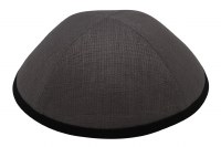 iKippah Gray Linen with Black Rim Size 5