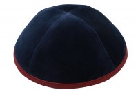 iKippah Navy Velvet with Burgundy Rim Size 16cm