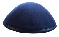 iKippah Navy Linen with Leather Rim Size 16cm