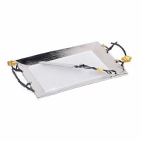 Classic Touch Challah Tray with Knife-Frangipani Black and Gold