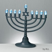 LED Menorah Gray Base with Blue Bulbs