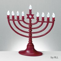 LED Menorah Burgundy Base with Clear Bulbs