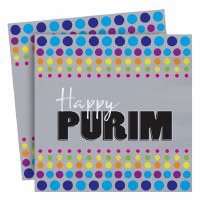Happy Purim Napkins Colorful Dotted Design 20 Count