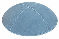 Light Blue Suede Kippah Medium