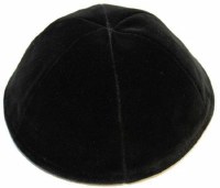 Black Velvet Kippah 6 Part No Rim Size 7