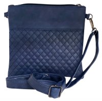Tefillin Bag Faux Leather Blue Quilted Design with Carrying Strap