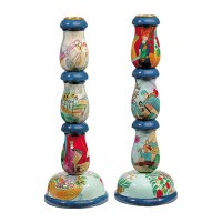 Yair Emanuel Large Wooden Figures Candlesticks