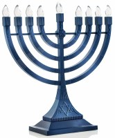 Electric Menorah LED - Battery or USB Powered - Blue