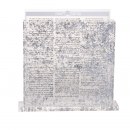 Birchas Hamazon Lucite Cards Silver Set of 8 in Silver Flakes Lucite Base Holder Edut Mizrach