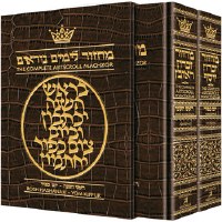 Artscroll Machzorim 2 Volume Slipcased Set Full Size Alligator Leather Ashkenaz