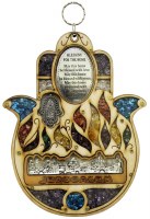 Wooden Lazer Cut Home Blessing in English Hamsa with Jerusalem Plaque