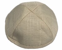 Kippah Off White Linen 16cm