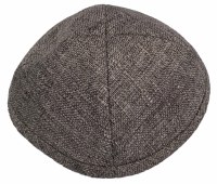 Kippah Brown Gray Linen 16cm