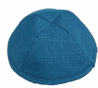 Kippah Neon Blue Linen 16cm