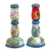Yair Emanuel Medium Wooden Figures Candlesticks