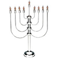 Electric Menorah Silverplated Deluxe Flickering Bulbs 27"