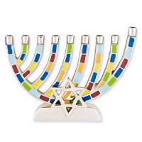 Candle Menorah Mosaic with Magen David Aluminum