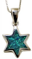 Silver & Opal Star Of David Necklace #MJB0002