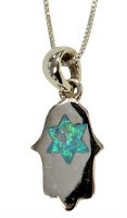 Silver & Opal Hamsa Necklace #MJB0223