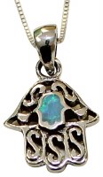 Silver & Opal Hamsa Necklace #MJB0272