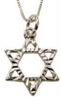 Silver Star Of David Necklace #MJB1002