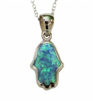 Silver Opal Hamsa Necklace #MJB224BC