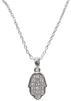 Silver Chamsa Necklace With Stones #MJB5074