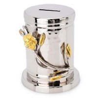 Classic Touch MSCB38 Hammered Stainless Steel Round Charity Box