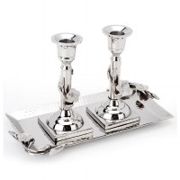 Classic Touch MSCT99S Hammered Stainless Steel Candle Stick Set