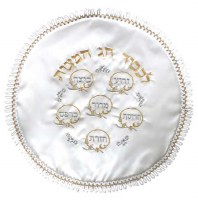 Matzah Cover #200 White and Gold Round