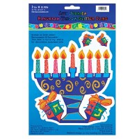 Window Glitter Clings Menorah Pattern
