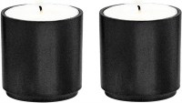 Yair Emanuel Anodized Aluminum Tea Light Single Candle Holder Modular Stackable Black 2 Pack