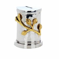 Classic Touch Money Box Hammered Stainless Steel Leaf Gold/Brass